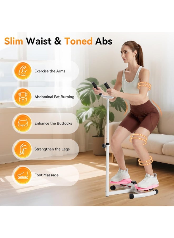 والالا جهاز لف الخصر قابل للتعديل بثلاث مستويات مع درابزين ومدربين للبطن والجذع مع شريط مقاومة ذو سطح محكم، جهاز لف الخصر غير كهربائي للمنزل والمكتب واللياقة البدنية مثالي لتمارين البطن وتعزيز استقرار الجذع، لون وردي - Image 3